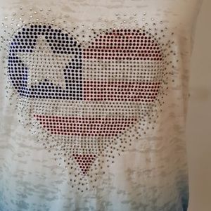 NWOT Rhinestone Heart Flag Racerback Tank